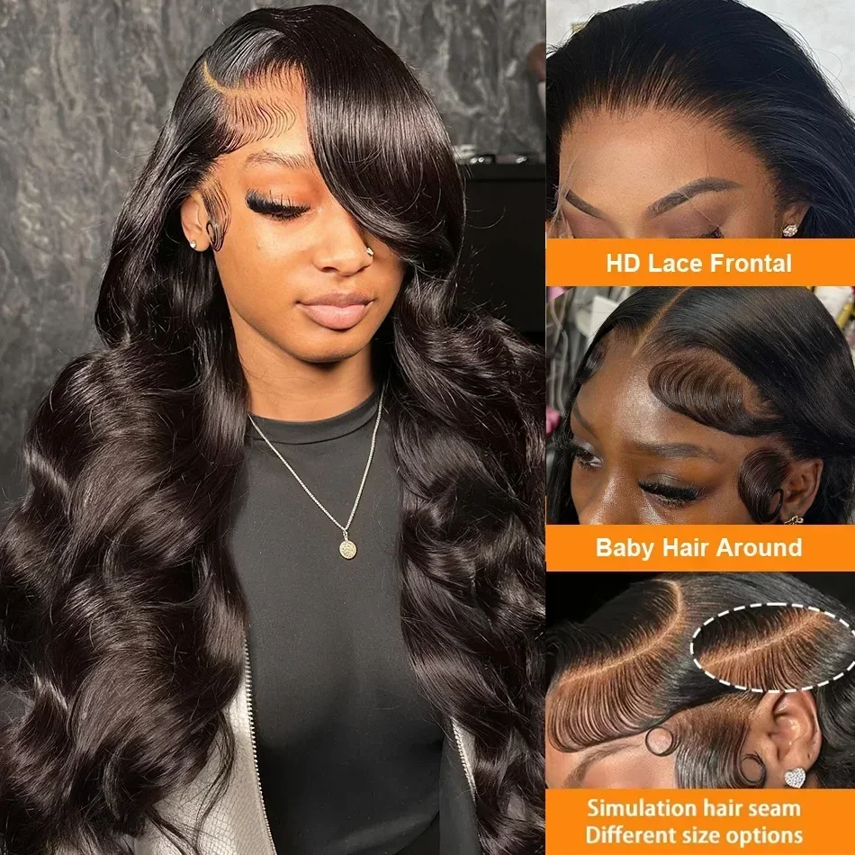 250 Density Human Hair 13x4 13x6 Lace Frontal Wigs Body Wave HD 5x5 Glueless Front Wig Black Loose Water 40 Inch Closure Wear Go thumbnail 4