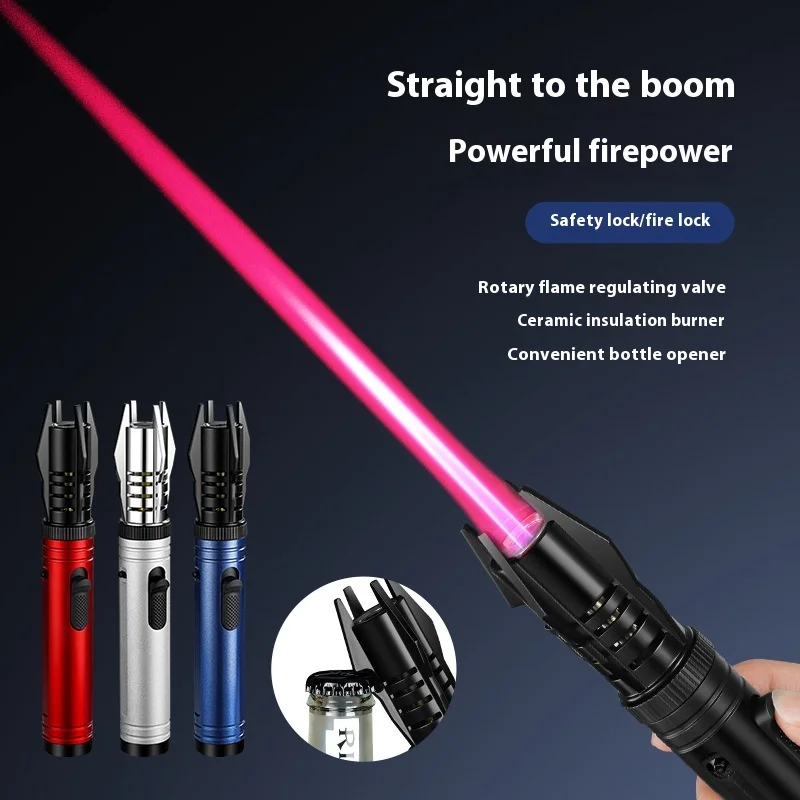 Kitchen Cooking Powerful Metal Gas Lighter Windproof Torch Flame Jet Barbecue Smoking Accessories Cigar Lighters Men's Gift thumbnail 3