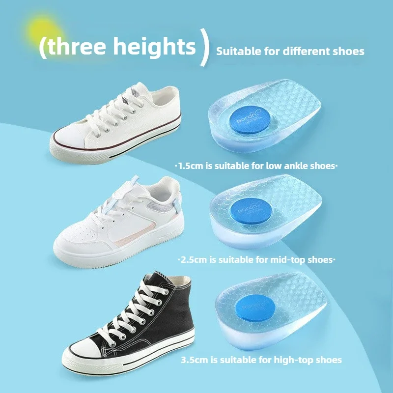 Silicone Height Increase Insoles for Men Women Shoes Inserts Invisible Heightening Insoles for Shoes Heel Lift Gel Foot Pads thumbnail 4