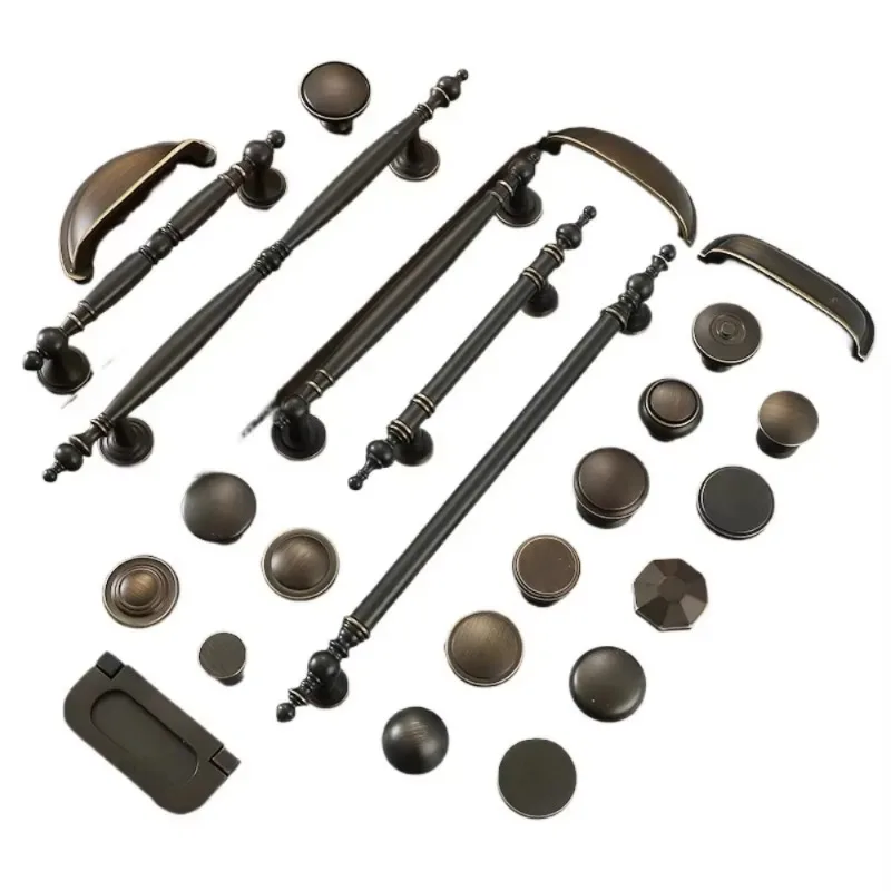 European Vintage Brass Furniture Handles Coffee Handles for Wardrobe and Drawer Luxury  Kitchen Cabinet Handles Dresser thumbnail 6