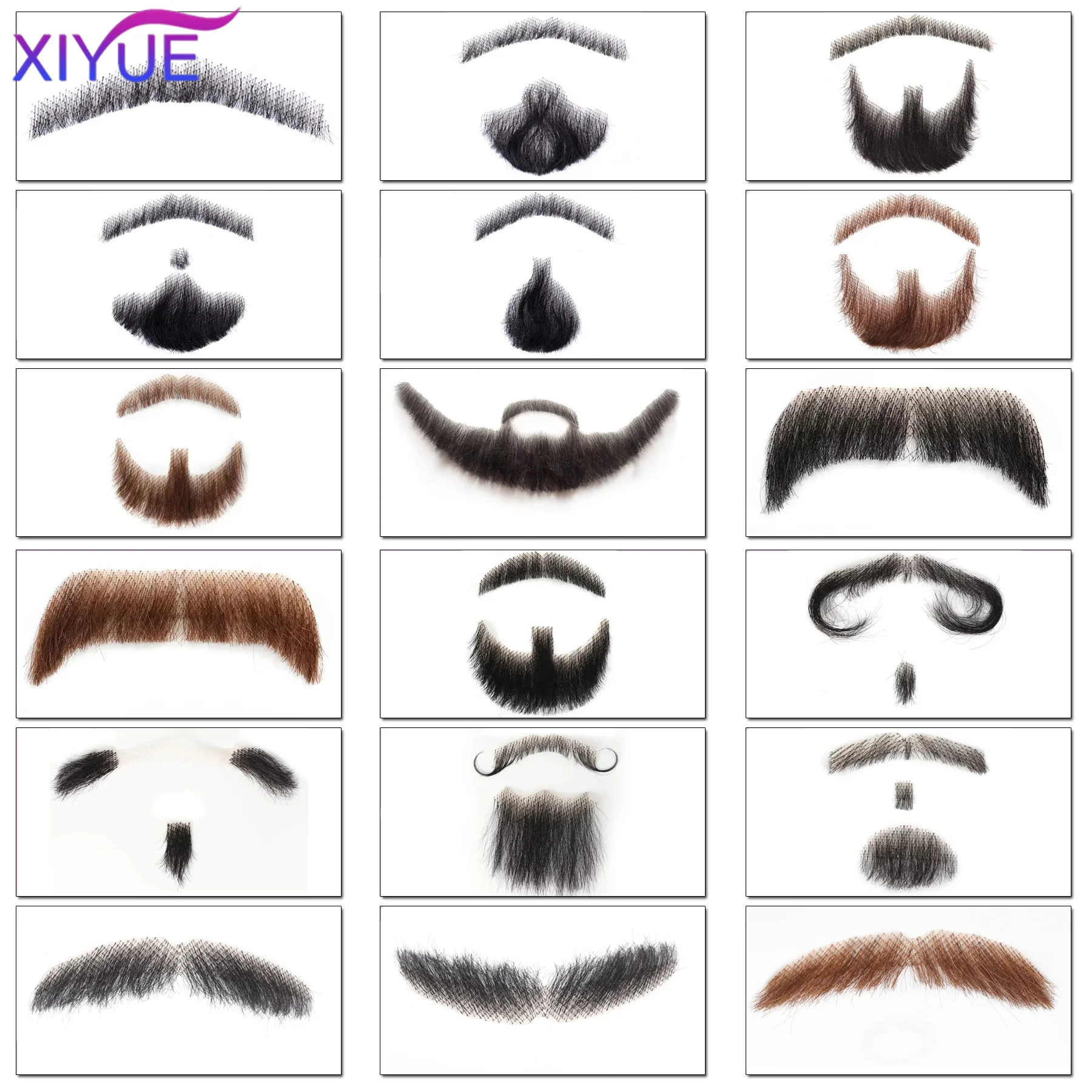 XIYUE synthetic Lace Beard Fake Moustache For Men Mustache Hand Made By Real Hair Cosplay Synthetic Lace Invisible Beards thumbnail 5