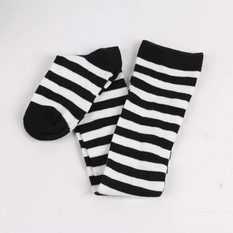 Thigh High Stockings Womens Striped Ladies Girls Black White pink Long Over Above Knee Socks femboy Cosplay Lolita Harajuku Y2k thumbnail 6