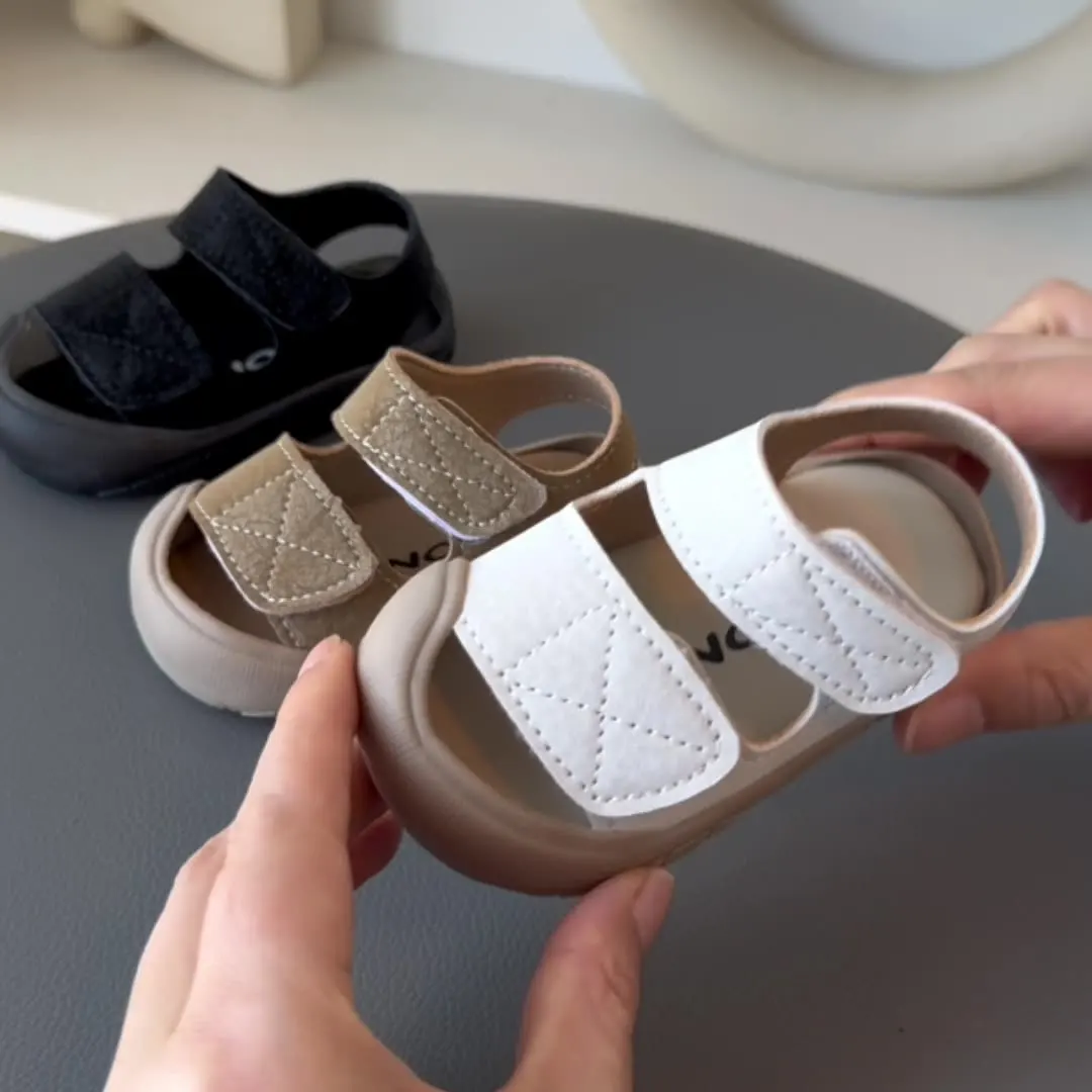 Anti collision baby shoes, simple women's baby toe sandals, walking shoes, baby soft sole, boys' beach shoes for 1-3 years old