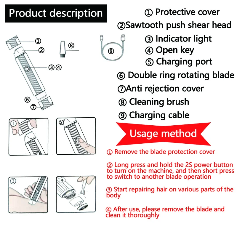 2026 New 2in1 Electric Razor for Women Painless Hair Removal Rechargeable Body Trimmer Underarm Mustache Epilator Shaver thumbnail 6