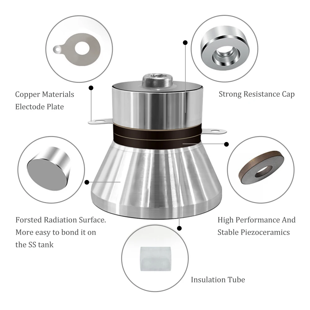 Ultrasonic Cleaner Parts 1pcs 60W 40KHz High Conversion Efficiency Ultrasonic Piezoelectric Transducer Ultrasonic Transducer thumbnail 4