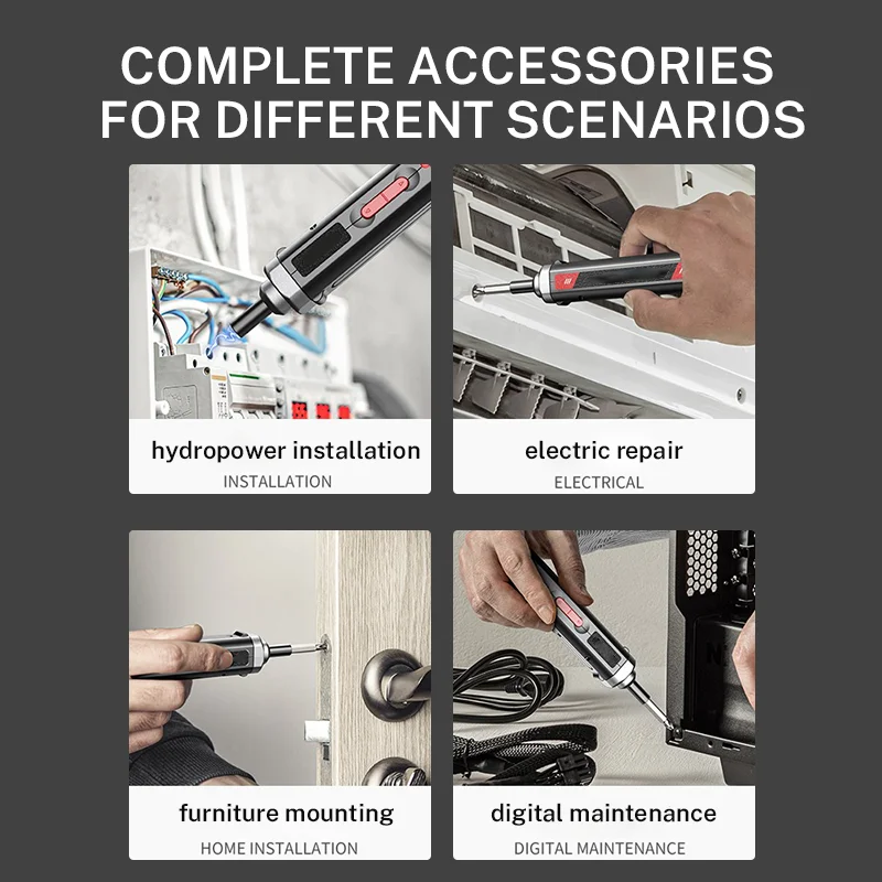 Electric Screwdriver Cordless, Rechargeable Power Screwdrivers Set, Automatic Home Repair USB Cable Tool Kit with LED Lights thumbnail 5