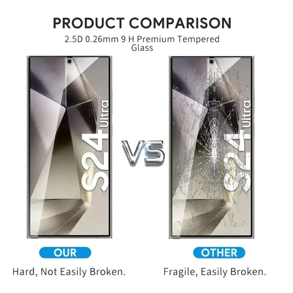 NNBILI 4PCS Full Cover Tempered Glass For Samsung Galaxy S24 S25 S26 Ultra S26 Fingerprint Screen Protector Protective HD Glass thumbnail 5