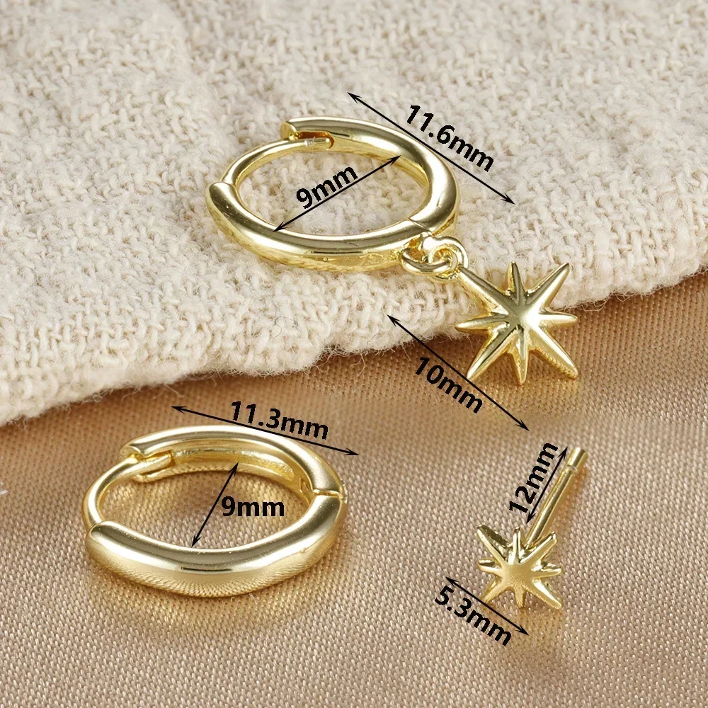 3 Piece Fashion Stainless Steel Round Star Drop Earrings Set for Women 18K Gold Plated Dangle Earring Punk Unisex Rock Jewelry thumbnail 6