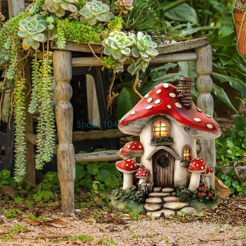 Mushroom House Garden Stakes Whimsical Yard Art Set for Outdoor Decor Nature Themed Landscaping Yard Art Outdoor Decoration Gift thumbnail 2