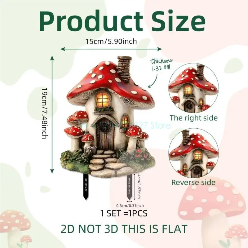 Mushroom House Garden Stakes Whimsical Yard Art Set for Outdoor Decor Nature Themed Landscaping Yard Art Outdoor Decoration Gift thumbnail 6