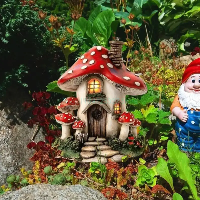 Mushroom House Garden Stakes Whimsical Yard Art Set for Outdoor Decor Nature Themed Landscaping Yard Art Outdoor Decoration Gift thumbnail 3