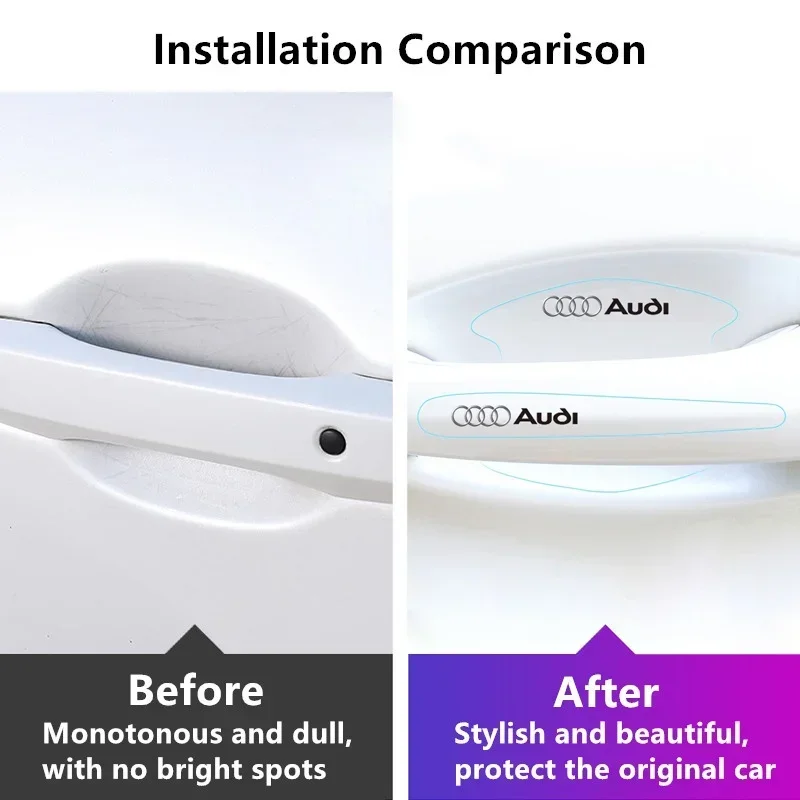8pcs Car Door Bowl Door Handle Anti Scratch Sticker Auto TPU Transparent Protective Film for Audi A3 A4 A5 A6  A7 A8 Q3 Q5 Q7 S3 thumbnail 2