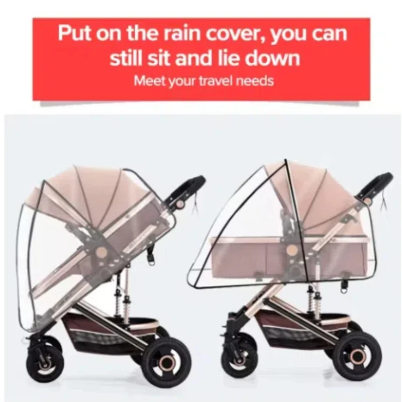 Universal Waterproof Rain Cover For Prams Pram Accessories Transparent Dust Cover Open Zip Umbrella Rainy Season Waterproof thumbnail 4