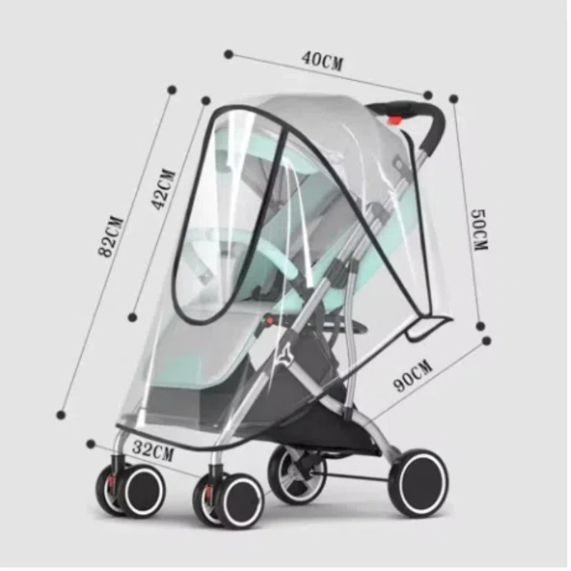 Universal Waterproof Rain Cover For Prams Pram Accessories Transparent Dust Cover Open Zip Umbrella Rainy Season Waterproof thumbnail 6