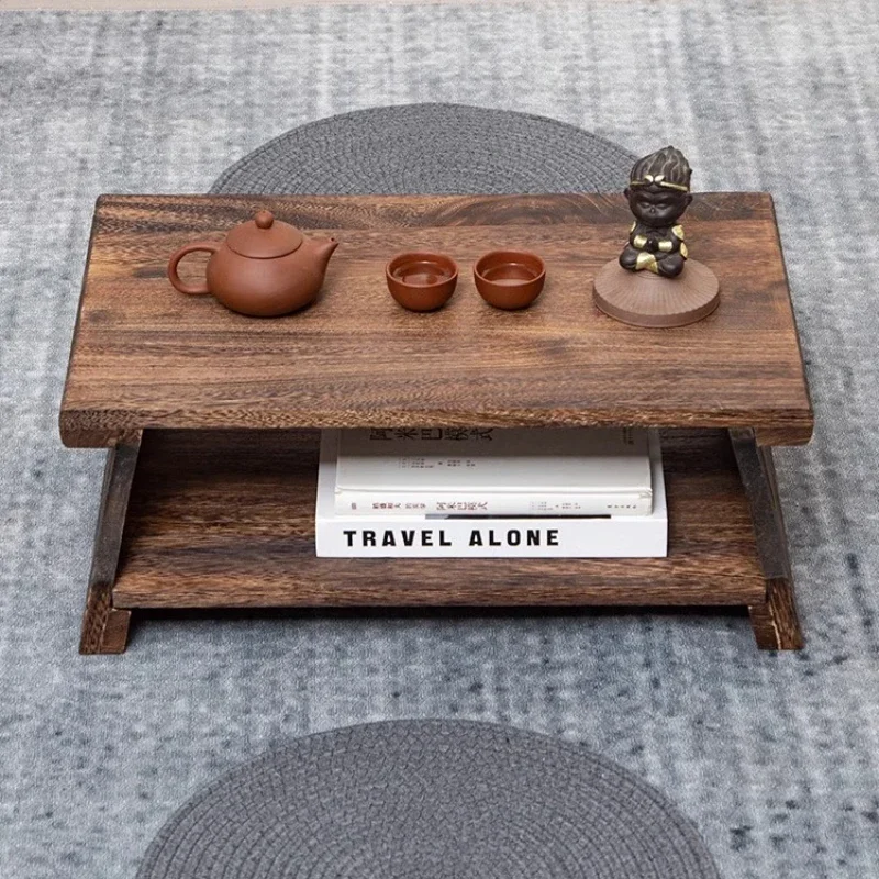 Japanese Tea Table Solid Wood Tatami Coffee Table Low Balcony Tea Stand Zen Style Floor Desk Minimalist Bay Window Furniture thumbnail 3