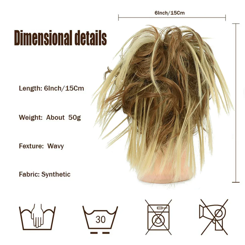 Messy Hair Bun Hair Piece for Women Short Bun Tousled Synthetic Elastic Scrunchies Hairpiece for Women Girls thumbnail 3