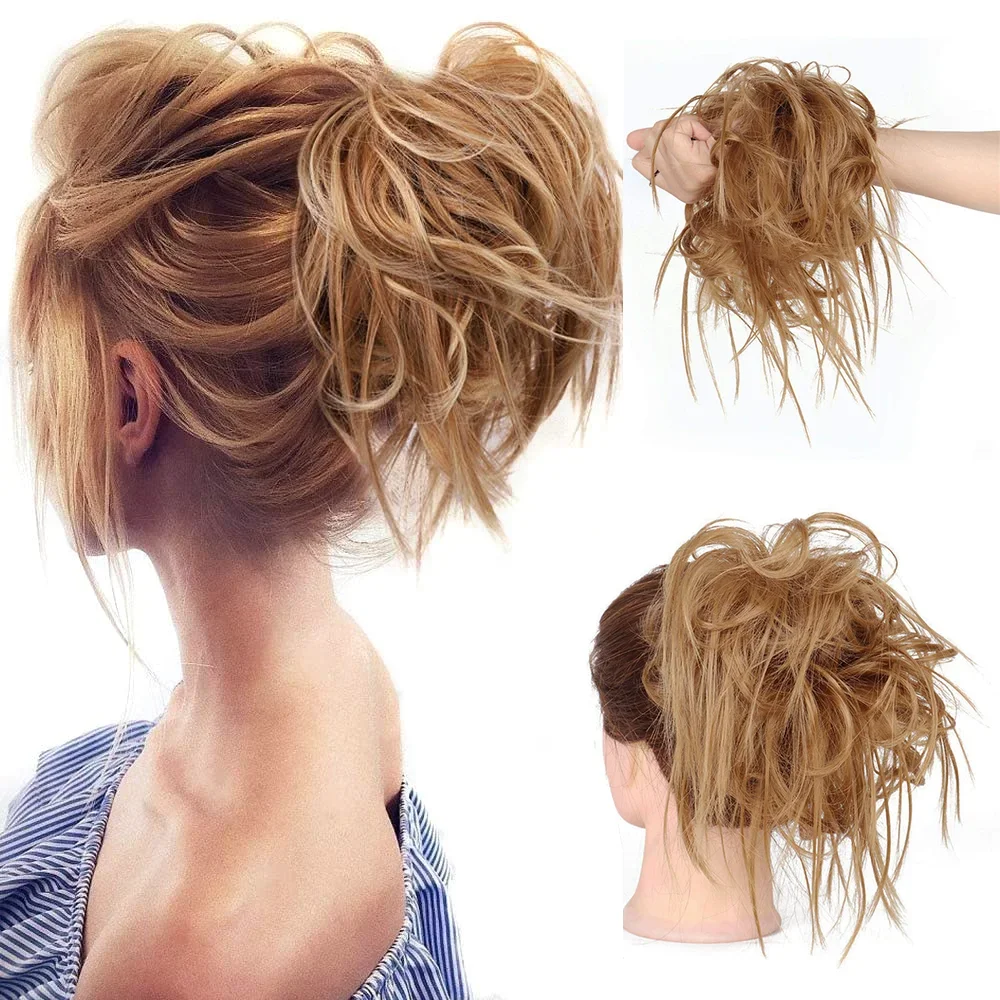 Messy Hair Bun Hair Piece for Women Short Bun Tousled Synthetic Elastic Scrunchies Hairpiece for Women Girls thumbnail 2