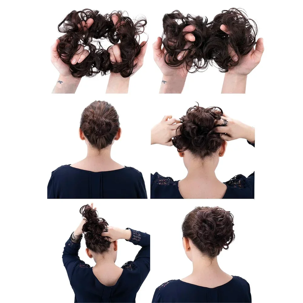 Messy Hair Bun Hair Piece for Women Short Bun Tousled Synthetic Elastic Scrunchies Hairpiece for Women Girls thumbnail 5