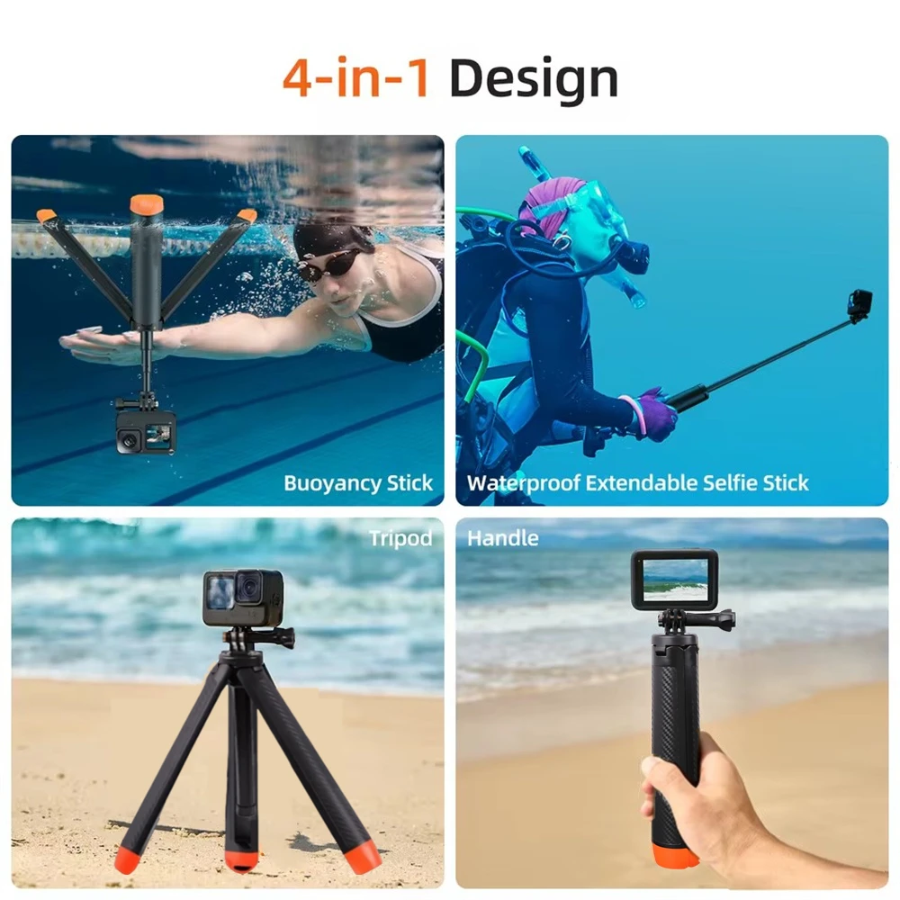 underwater buoyancy pole extendable selfie stick tripod suitable for GoPro Insta360 DJI OSMO sports camera accessories thumbnail 3