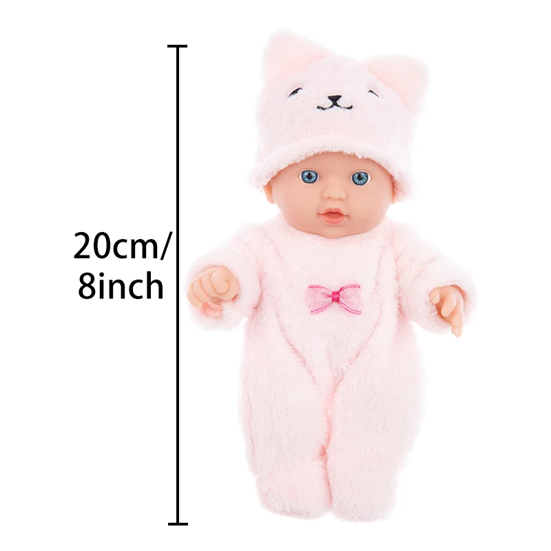 8Inch/20cm Cute Baby Doll With Plush Bear Pajamas Waterproof Vinyl Bebe Doll Toddler Reborn Doll Girls Birthday Gifts ﻿ thumbnail 4
