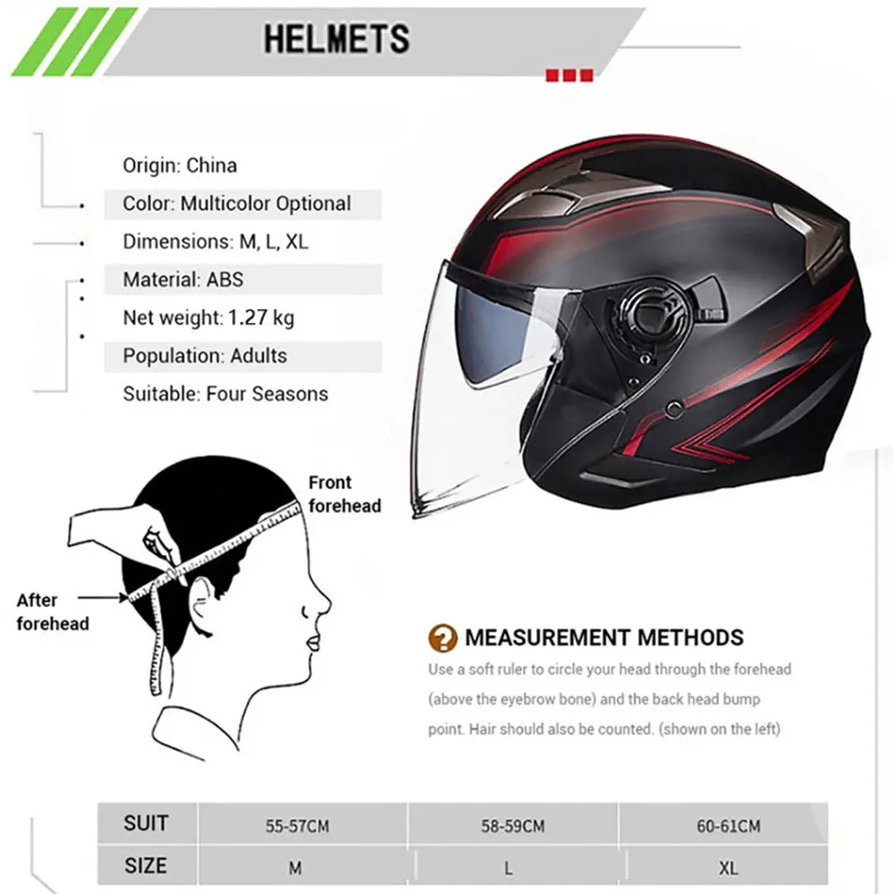 men's Motorcycle helmets casque de moto DOT Approved Open face Double lens helmet Vintage casques man 3/4 casco Removable lining thumbnail 6