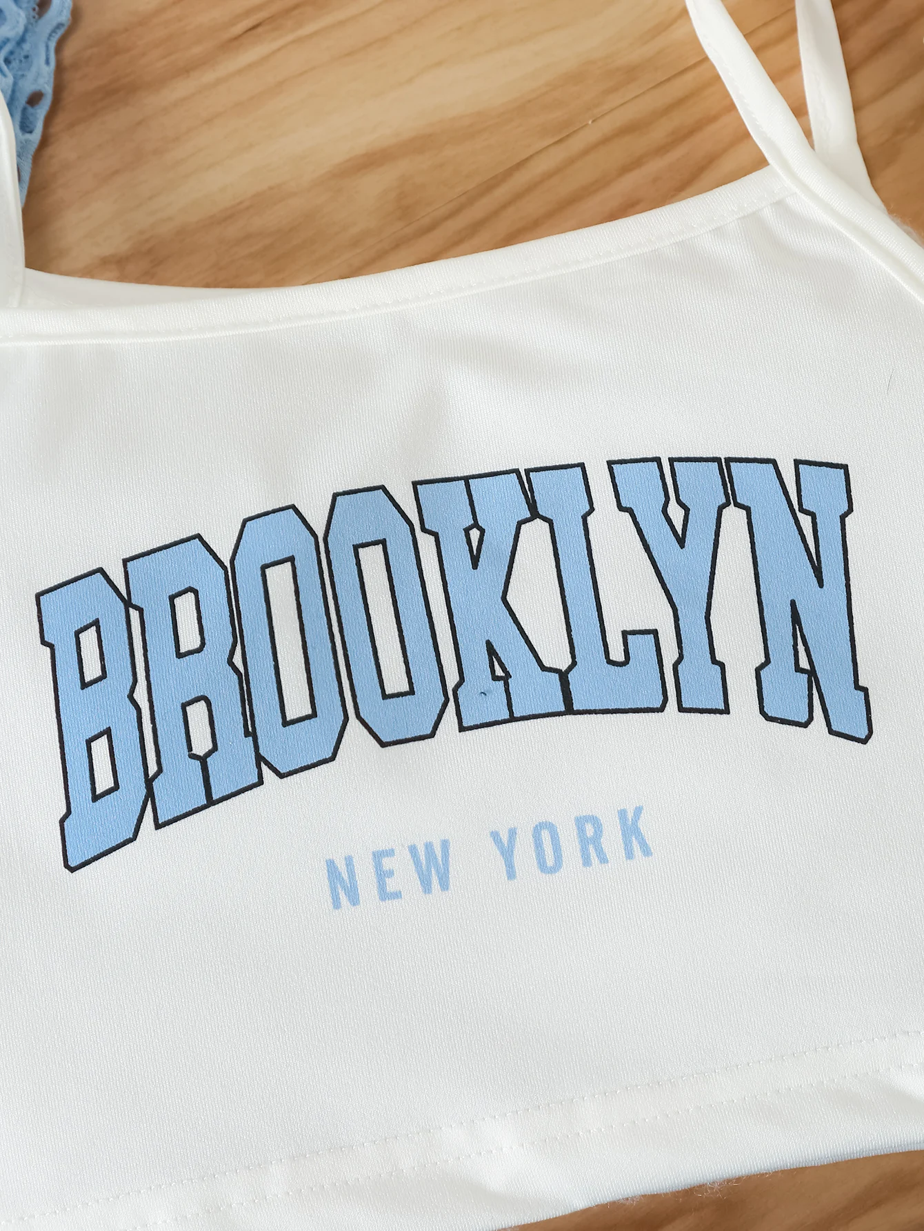 Girls' Three-Piece Outfits New Breathable Summer Thin Fashion Short Sleeve Mesh Top+Letter Print Crop Vest Sling+Letter Print Sport Shorts thumbnail 5