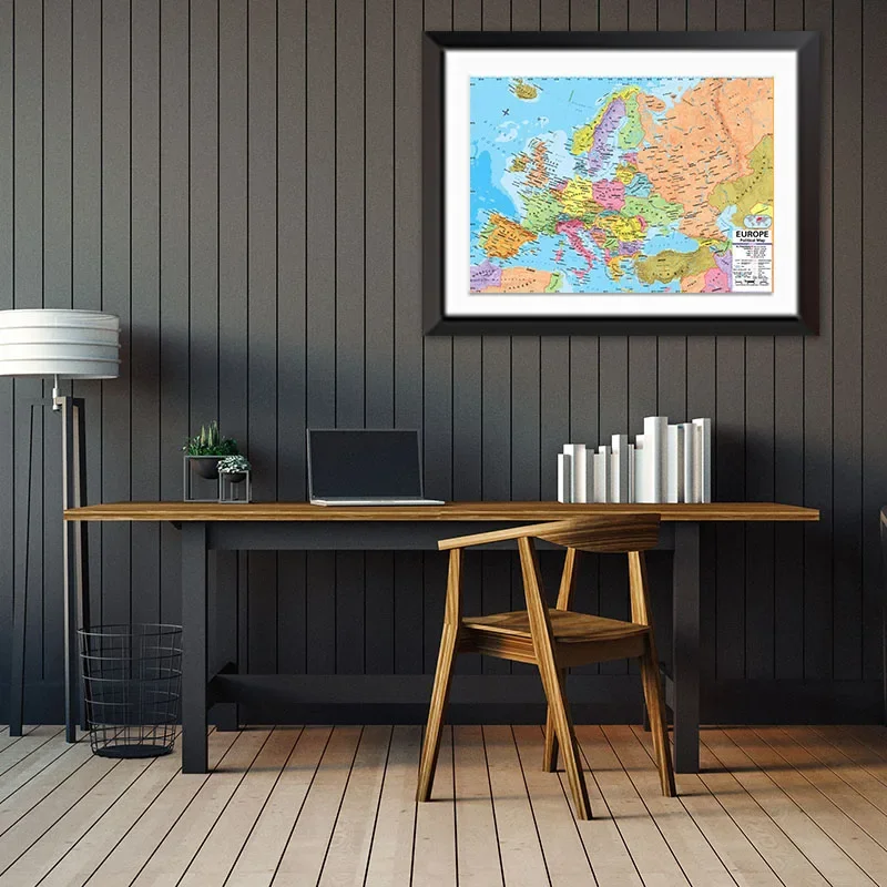 150x100cm/A1/A2 The Europe Map In English with Details Wall Art Poster Painting Travel School Supplies Classroom Home Decoration thumbnail 2