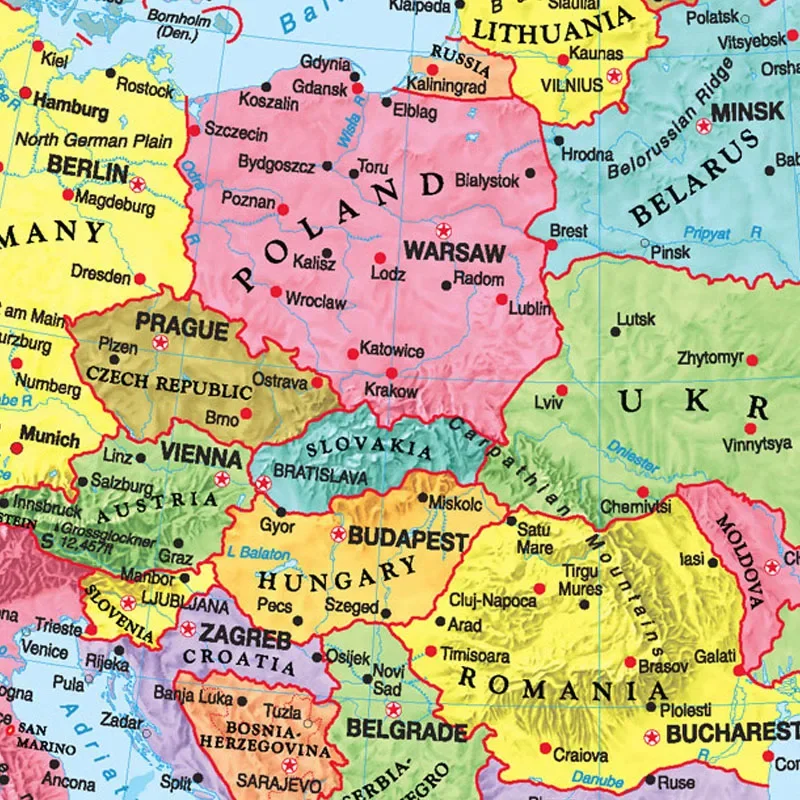 150x100cm/A1/A2 The Europe Map In English with Details Wall Art Poster Painting Travel School Supplies Classroom Home Decoration thumbnail 5