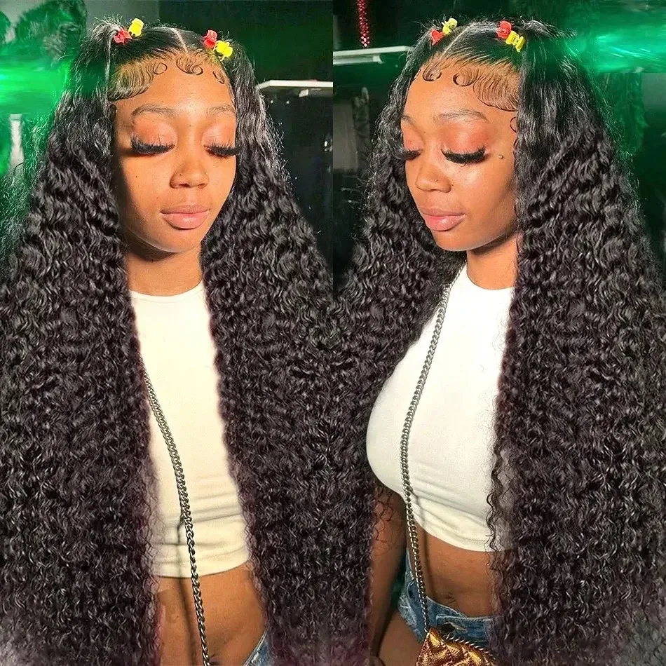 Kinky Curly 13X4 Lace Frontal Synthetic Wig For Black Women Glueless Wigs Baby Hair Preplucked Bleach Knots Cosplay Daily Party thumbnail 5