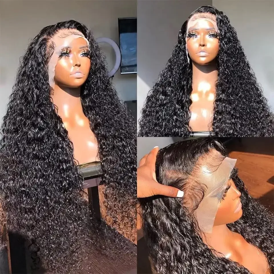 Kinky Curly 13X4 Lace Frontal Synthetic Wig For Black Women Glueless Wigs Baby Hair Preplucked Bleach Knots Cosplay Daily Party thumbnail 4