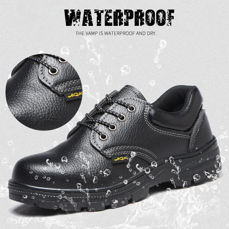 Oulylan Steel Toe Cap Safety Shoes Men Leather Waterproof Work Boots Anti Puncture Non-slip Sneakers Breathable Labor Footwear thumbnail 3