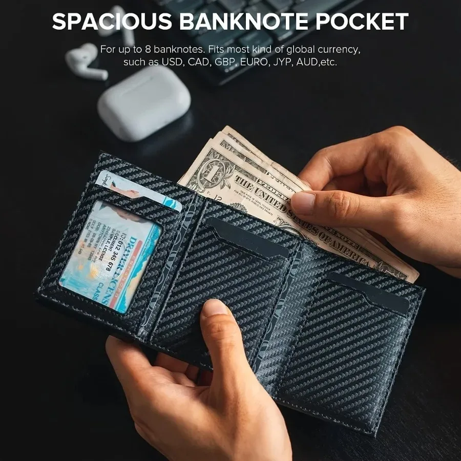 Men's Wallet with Zipper Coin Purse Automatic Pop-up Metal Credit Card Holder Minimalist RFID Blocking Business Card Wallet Idea thumbnail 5