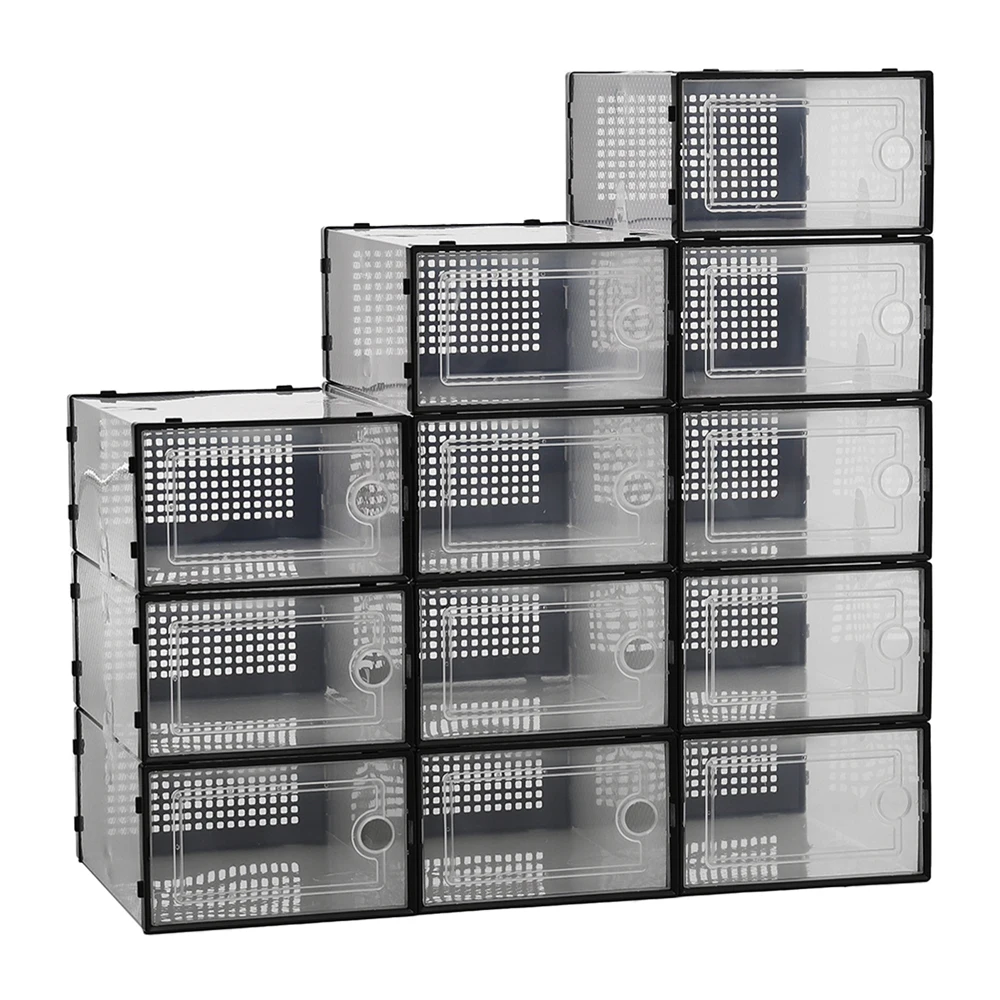 12x stackable transparent shoe box storage box multi-layer assembly storage rack shoe cabinet thumbnail 5