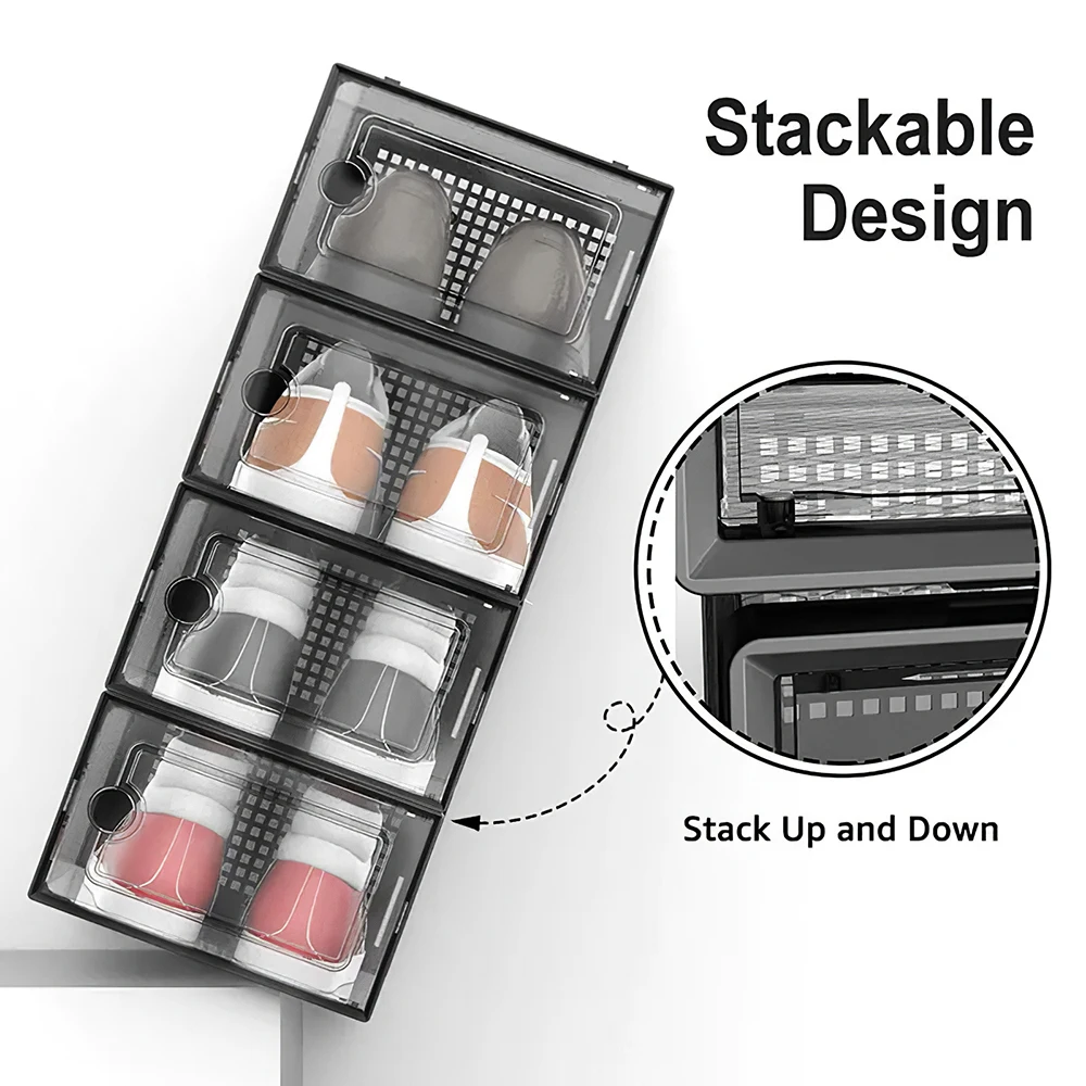 12x stackable transparent shoe box storage box multi-layer assembly storage rack shoe cabinet thumbnail 6