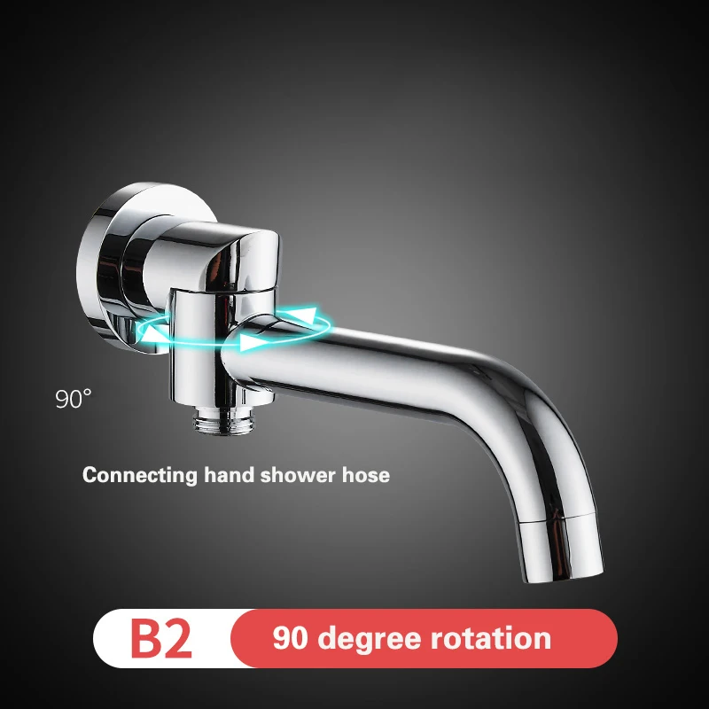 Brass wall mounted faucet spout Square and Round brass chrome spouts bathtub faucet accessories Shower Arm Faucet Effluent thumbnail 4