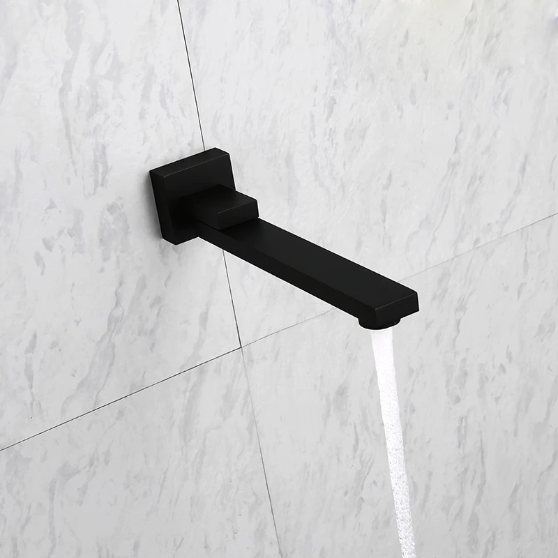 Brass wall mounted faucet spout Square and Round brass chrome spouts bathtub faucet accessories Shower Arm Faucet Effluent thumbnail 2