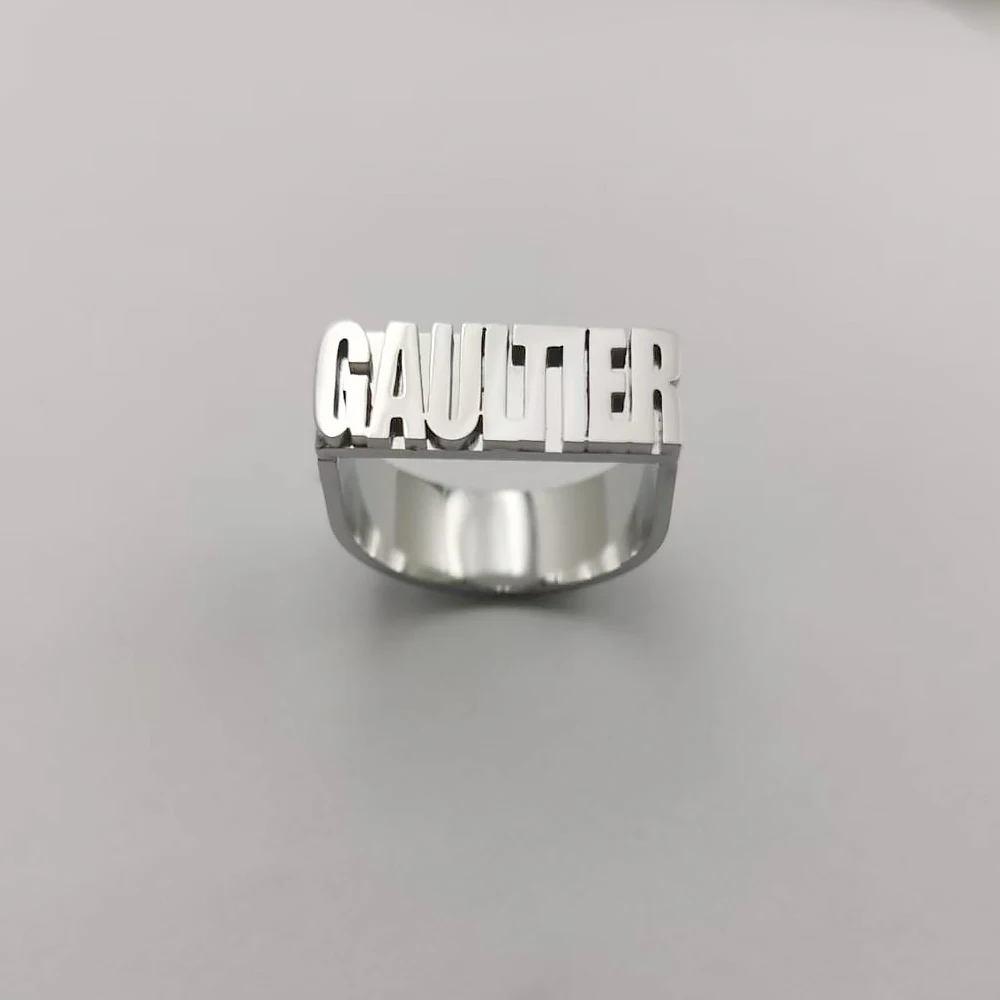 Custom Gold Gothic Rings for Men Women Stainless Steel Name Ring Personalized Chunky Knuckle Rings Luxury Birthday Gifts thumbnail 3