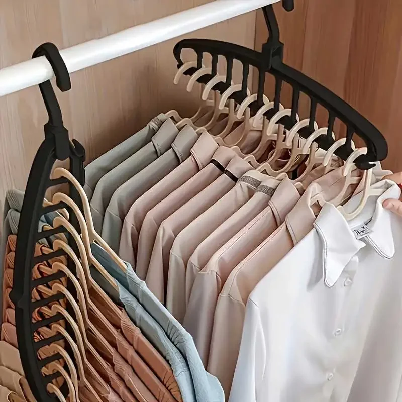 Folding Multi-Hole Clothes Hanger Non-slip Storage Rack Space Saving Clothes Rack Organizers For Wardrobe Jeans Trousers Scarf thumbnail 3