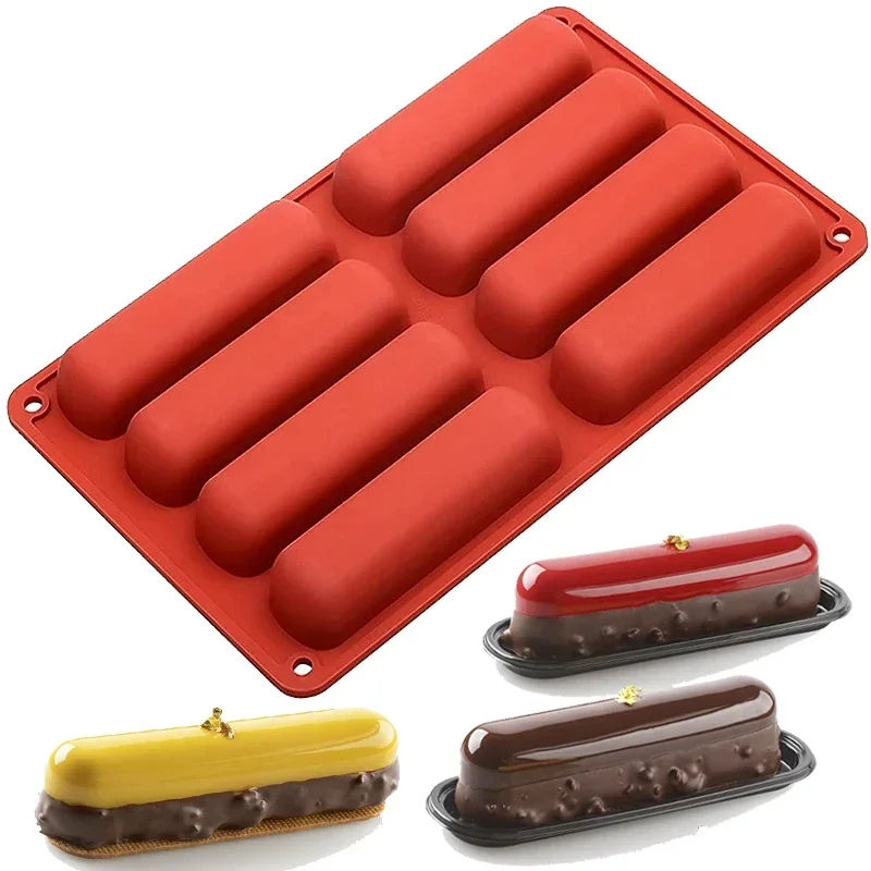 8 Cavity Silicone Cake Mold 3D Strip Baking Molds for Mousse Chocolate Dessert Non-Stick Flexible Bakeware Reusable DIY Tool thumbnail 6