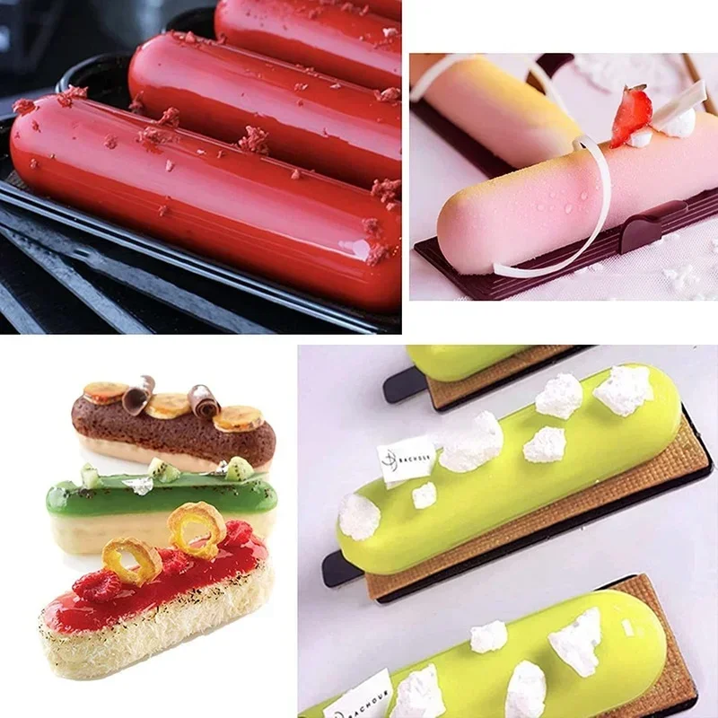 8 Cavity Silicone Cake Mold 3D Strip Baking Molds for Mousse Chocolate Dessert Non-Stick Flexible Bakeware Reusable DIY Tool thumbnail 5