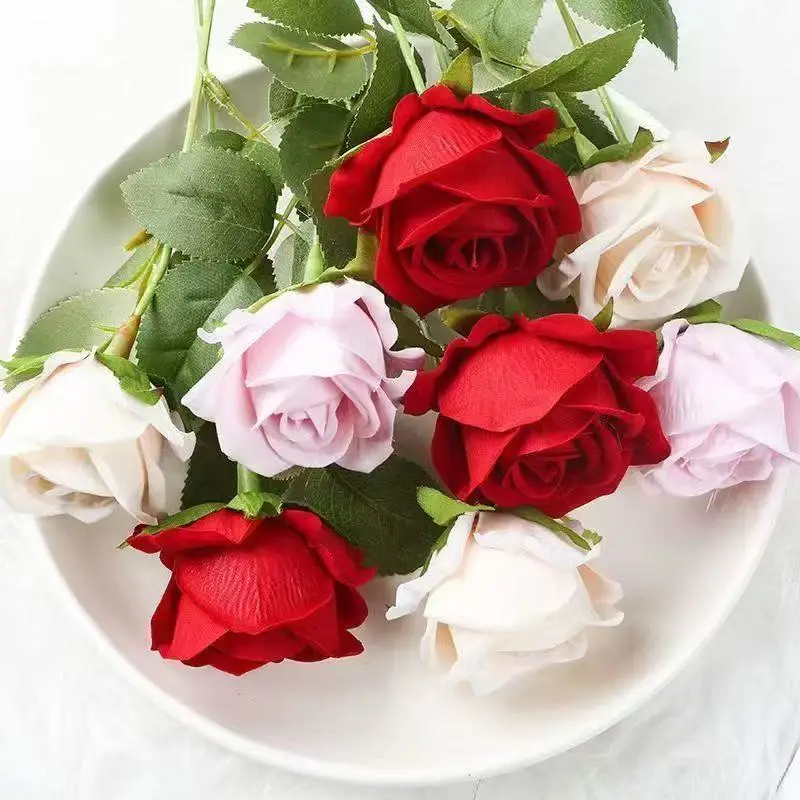 1/5/10/20pcs Roses Artificial Flowers Rose Flower Branch Artificial Red Roses Realistic Fake Rose for Wedding Home Decor thumbnail 6