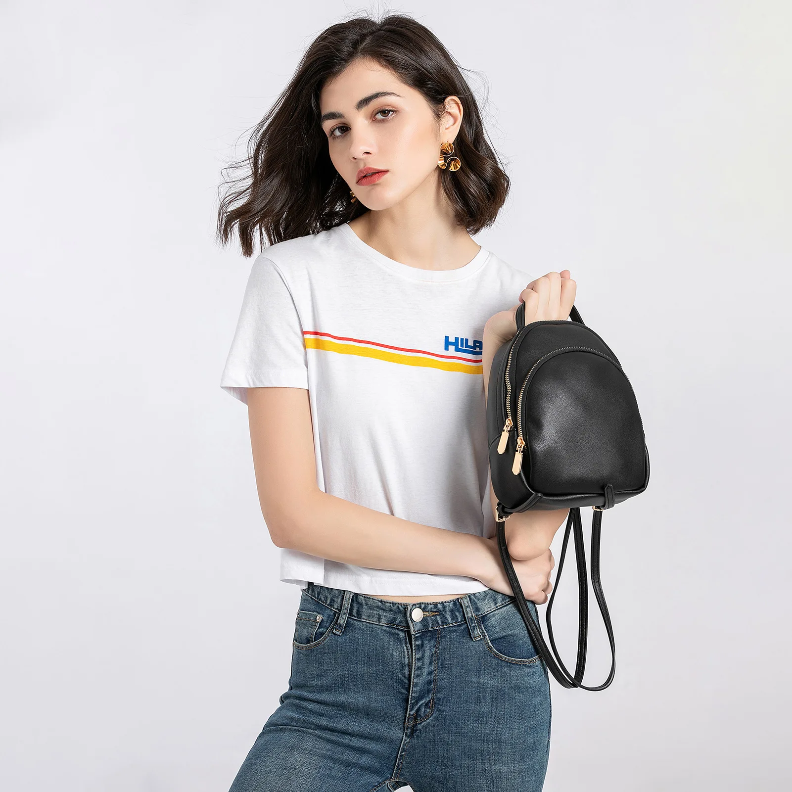 AFKOMST Black Women's Backpack Elegant Lady Bag Fashionable Travel Casual Handbag for Ladies thumbnail 6