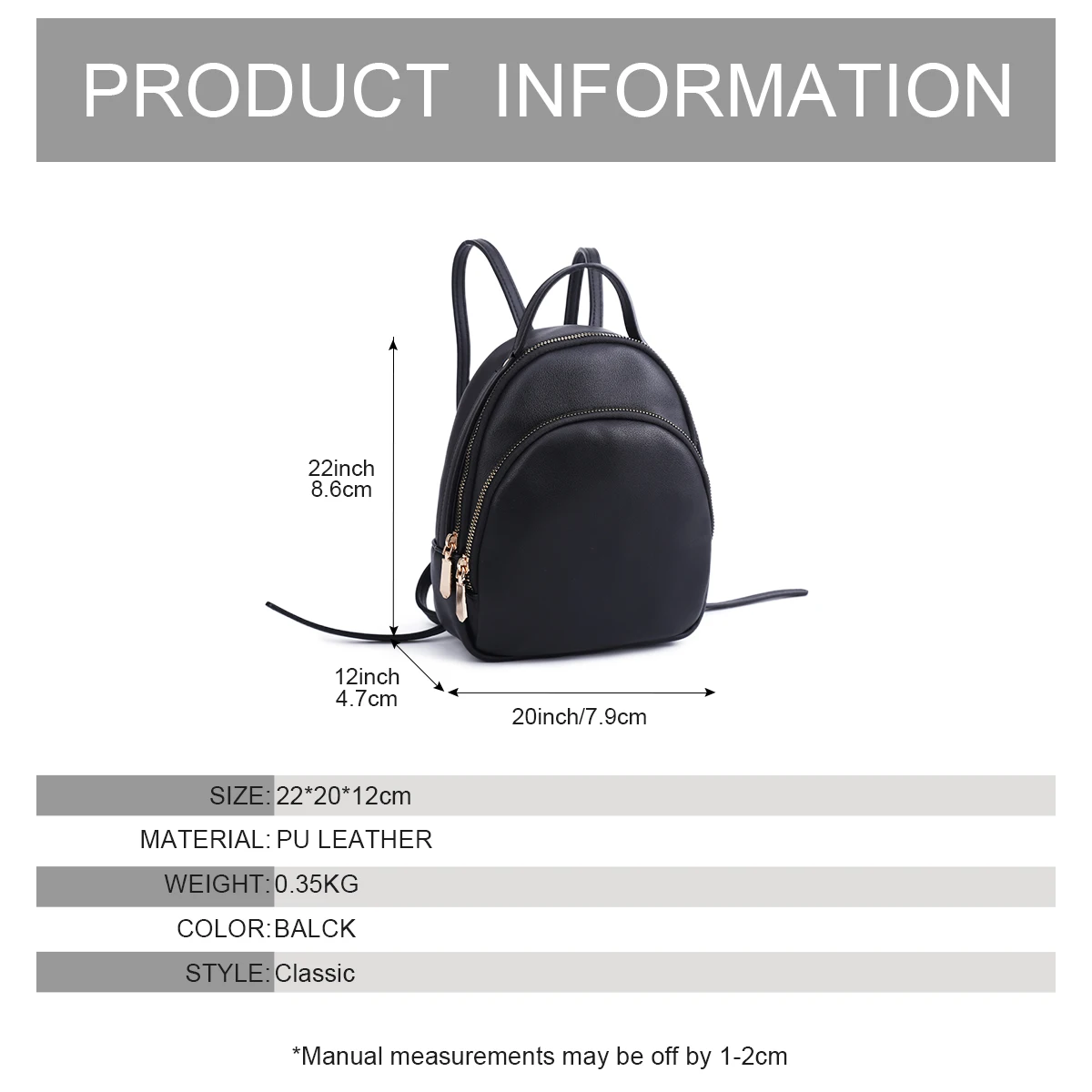 AFKOMST Black Women's Backpack Elegant Lady Bag Fashionable Travel Casual Handbag for Ladies thumbnail 4