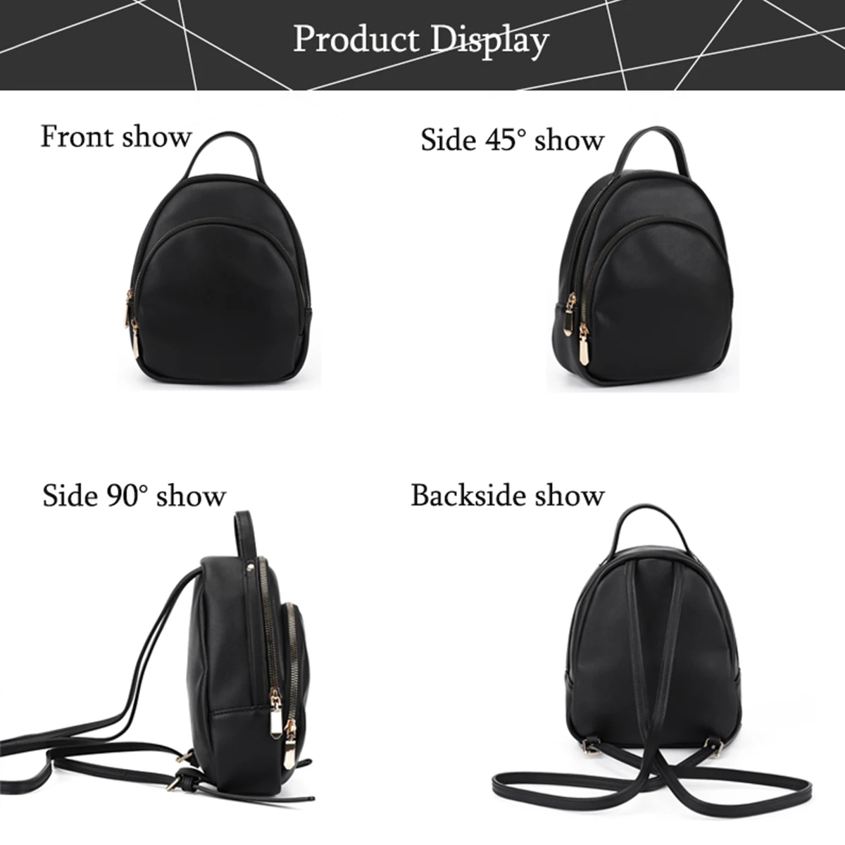 AFKOMST Black Women's Backpack Elegant Lady Bag Fashionable Travel Casual Handbag for Ladies thumbnail 3