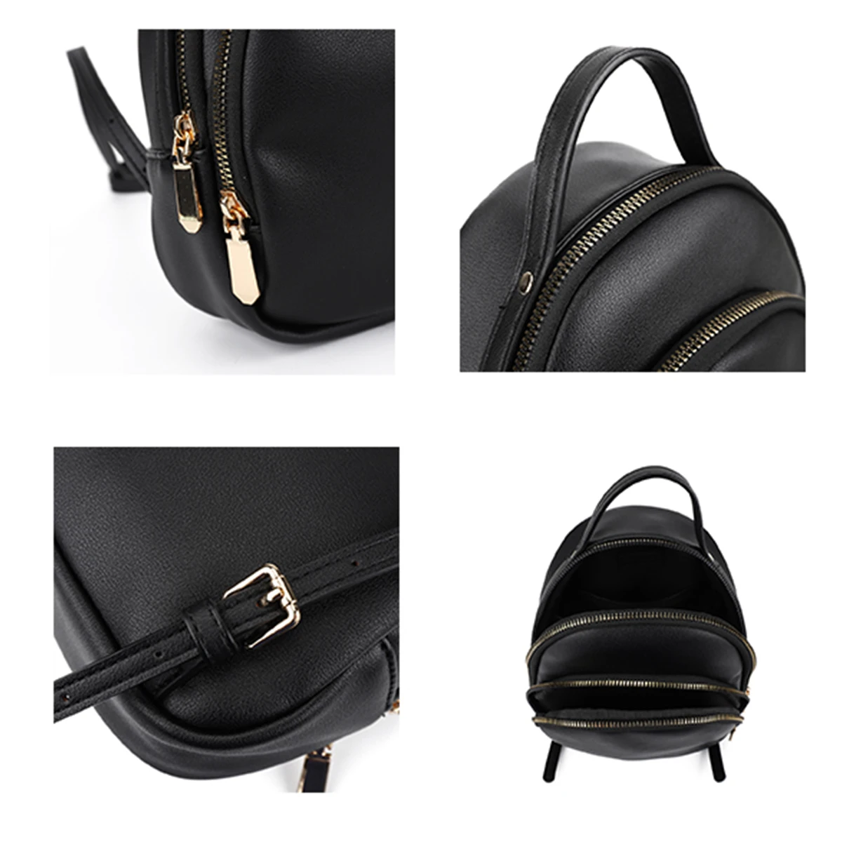 AFKOMST Black Women's Backpack Elegant Lady Bag Fashionable Travel Casual Handbag for Ladies thumbnail 2