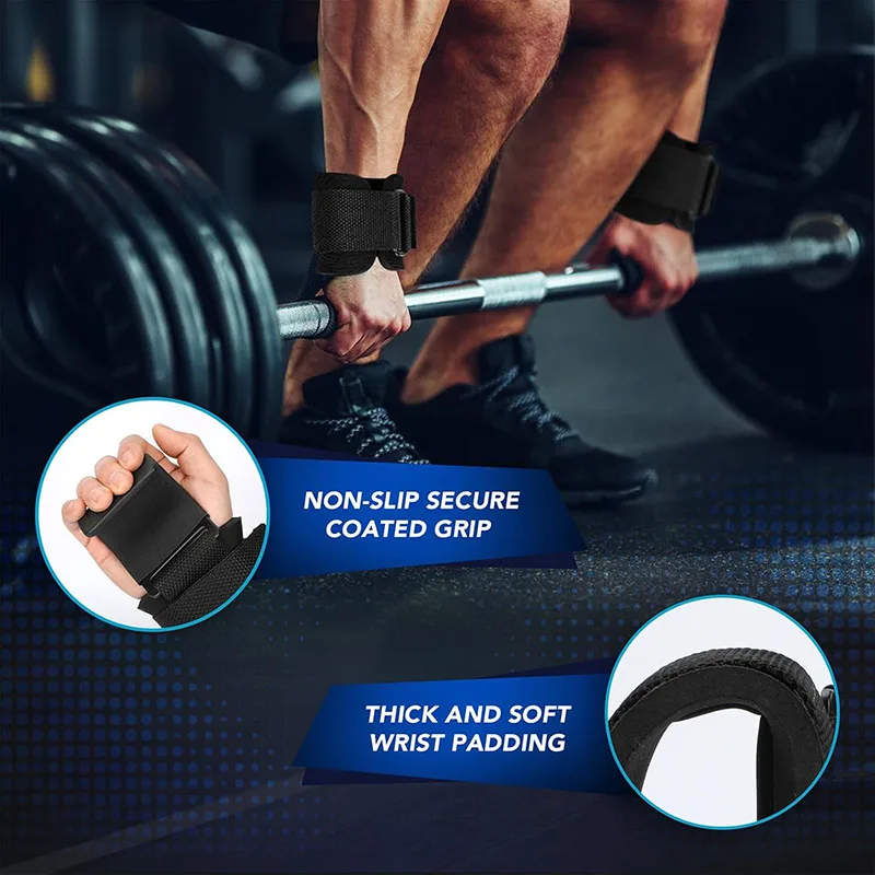 Weight Lifting Hook Grips With Wrist Wraps Hand-Bar Wrist Strap Gym Fitness Hook Weight Strap Pull-Ups Power Lifting Gloves thumbnail 5