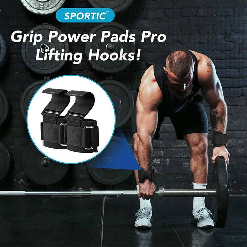 Weight Lifting Hook Grips With Wrist Wraps Hand-Bar Wrist Strap Gym Fitness Hook Weight Strap Pull-Ups Power Lifting Gloves thumbnail 6