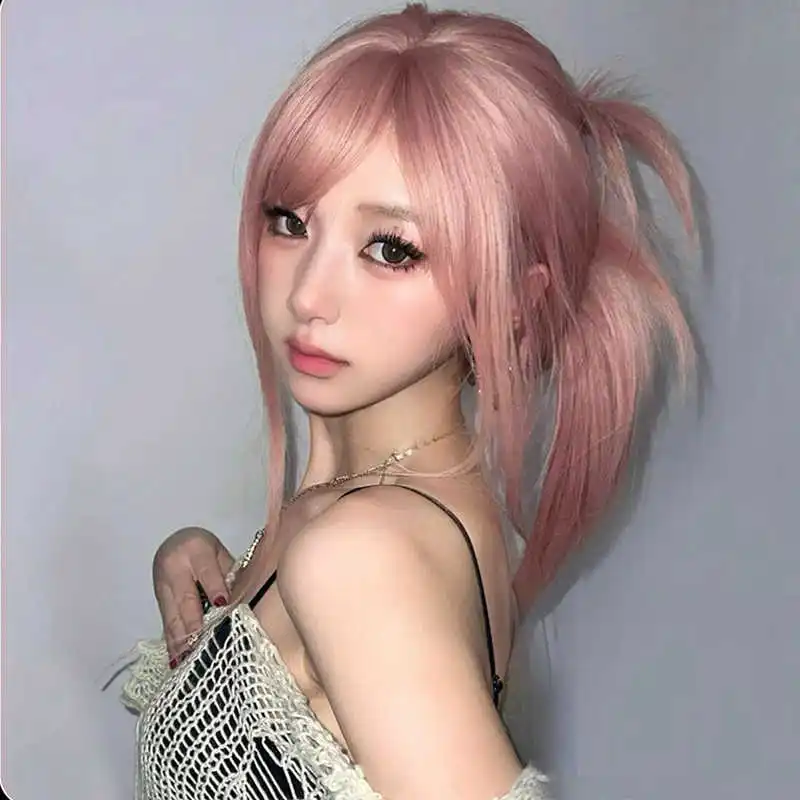 AOSIQUEEN Grapefruit Powder Wig Long Straight Synthetic Wig for Women Fashion Wig for for Daily Halloween Costume Party Cosplay thumbnail 2