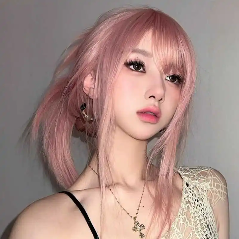 AOSIQUEEN Grapefruit Powder Wig Long Straight Synthetic Wig for Women Fashion Wig for for Daily Halloween Costume Party Cosplay thumbnail 3