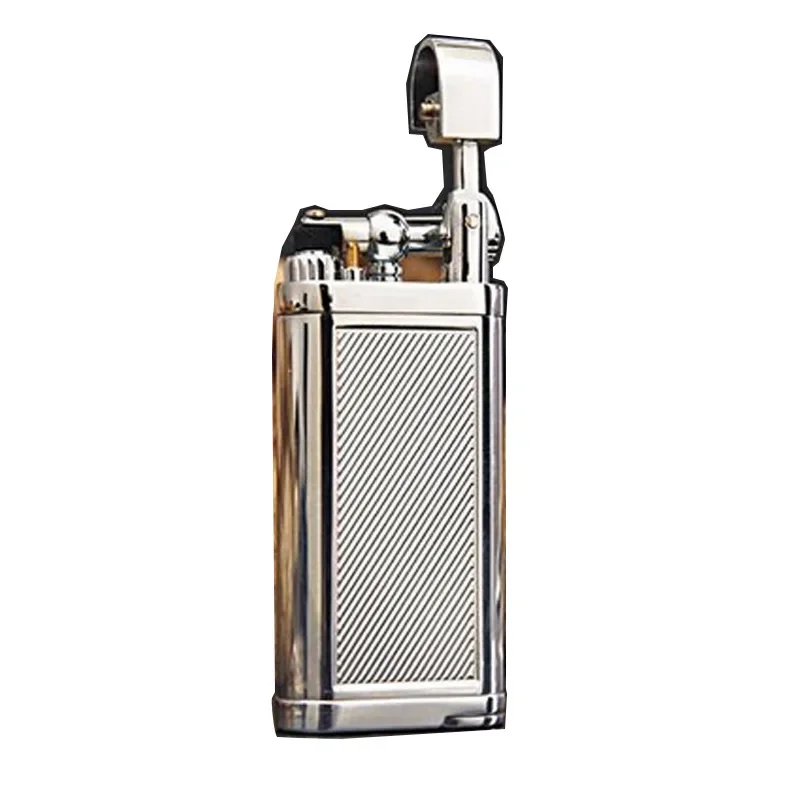 SPUNK Retro Metal Outdoor Windproof Butane Gas Lighter Rocker Arm Grinding Wheel Oblique Flame Pipe Cycle Use Lighter Cigar Tool thumbnail 5